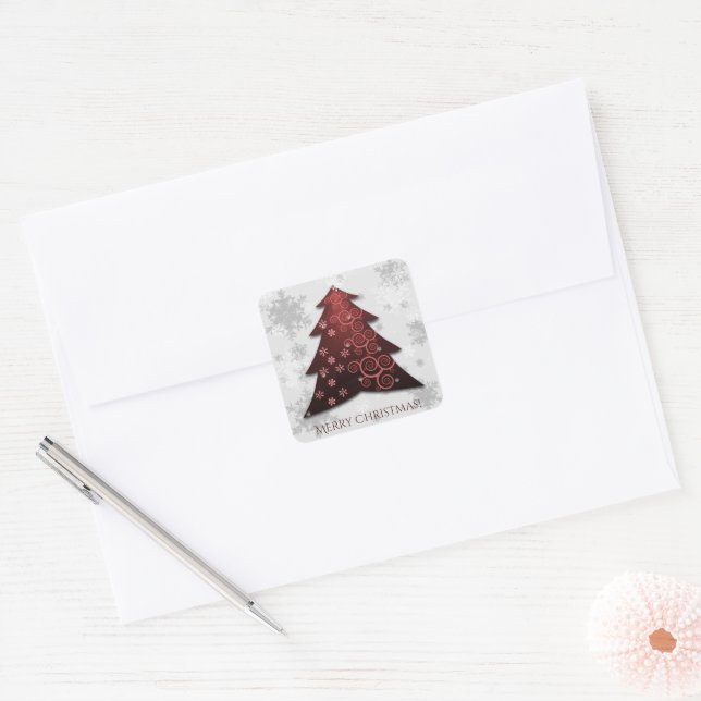 Carré Sticker Red Festive Christmas Tree (Enveloppe)
