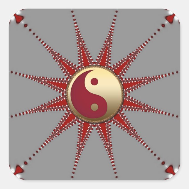 Carré Sticker Red Sun Golden Yin Yang (Devant)