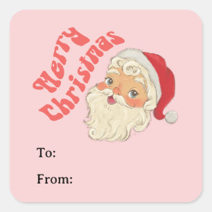 Carré Sticker Retro Joyeux Noël Père Noël