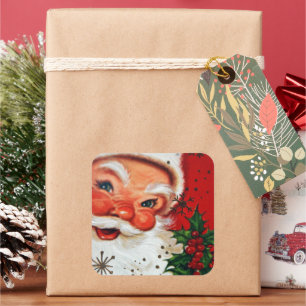 Carré sticker Retro Vintage Christmas Père Noël Holiday