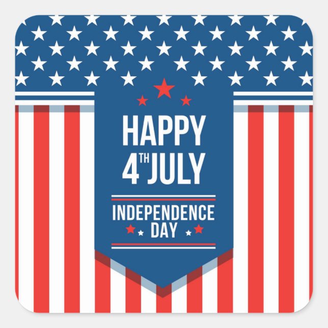 Carré Sticker rond classique 4 juillet jour de l'indépen (Devant)