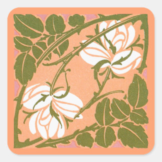 Carré Sticker Rose Courbe