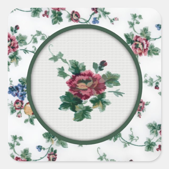 Carré Sticker rose Cross Stitch (Devant)