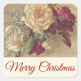 Carré Sticker Rose de Noël vintage victorien