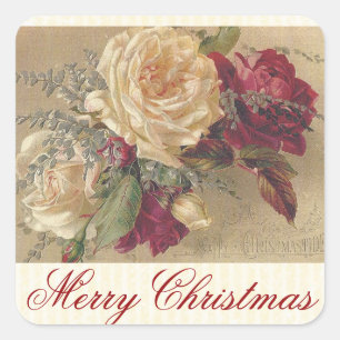 Carré Sticker Rose de Noël vintage victorien