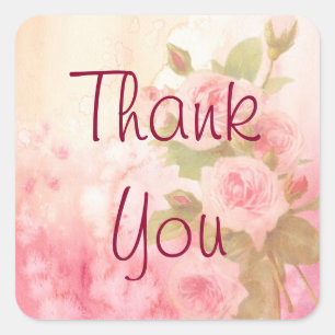 Carré Sticker Rose rustique Vintage Merci