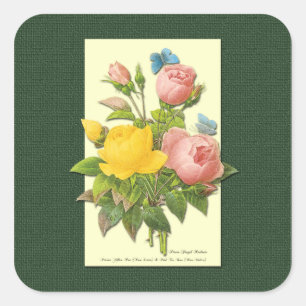 Carré Sticker Rose Vintage rose Jaune