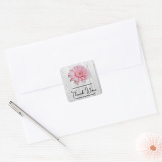 Carré Sticker Rustique Gerber Daisy Merci