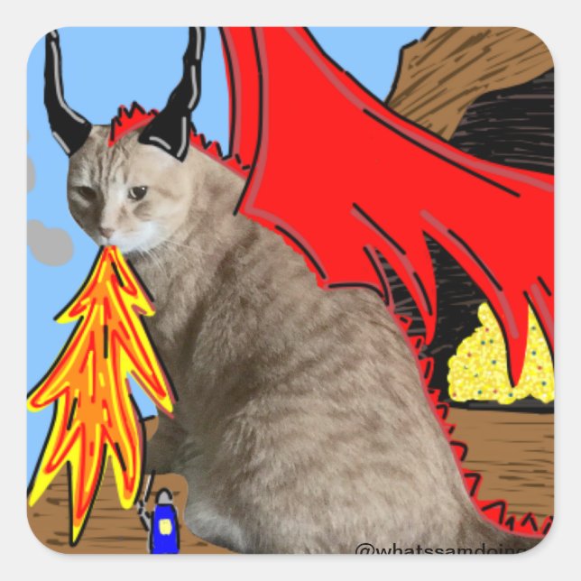Carré Sticker Sam Le Cat Dragon (Devant)