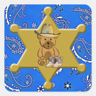 Carré Sticker Sheriff Badge Bandanna Bleu