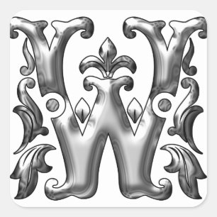 Carré Sticker Silver Initial W