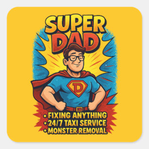 Carré Sticker Super Papa : Le cadeau de Fête des pères p