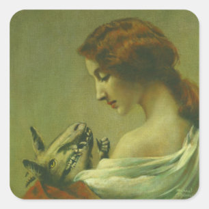 Carré Sticker surréaliste mère et enfant gothique