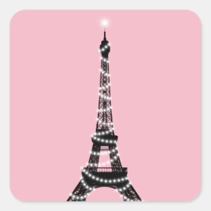 Carré Sticker Tour Eiffel clair Twinkle - rose
