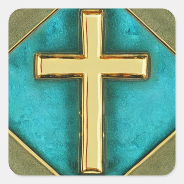 Carré Sticker turquoise et Gold Cross (Devant)
