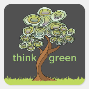 Carré Sticker vert Eco Tree Think