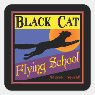 Carré Sticker Vintage Halloween Chat noir