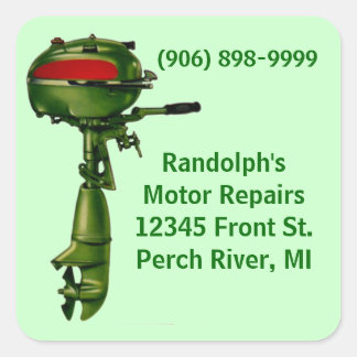 Carré Sticker Vintage Outboard Motor Repair Shop Service