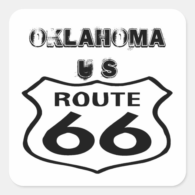 Carré Sticker Vintage Route 66 Worn State Oklahoma US (Devant)