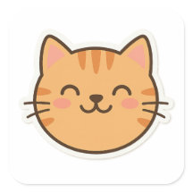 Sticker Visage Chat Souriant - Kawaii Sty Cartoon