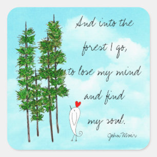 Carré Sticker Whimsical & Colorful Pine Trees avec Mots