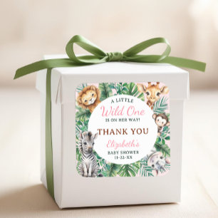 Carré Sticker Wild One Safari Girl Baby shower Merci