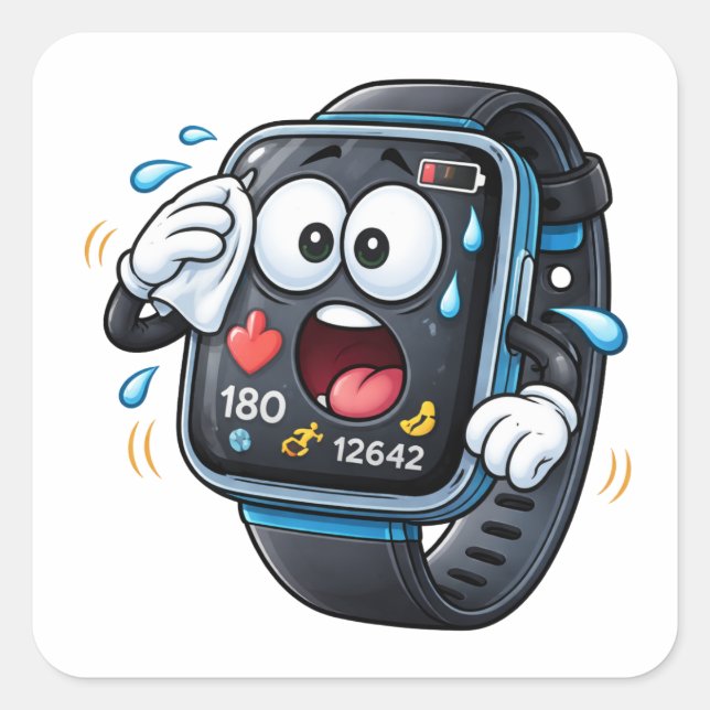 Carré Stressed Cartoon Smart watch Character Sticker (Devant)