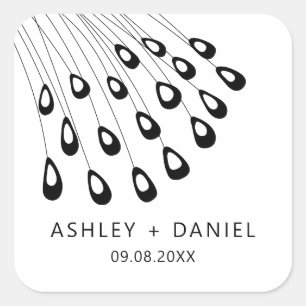 Carré Stylisé Peacock Feather Sticker moderne, Favoriser