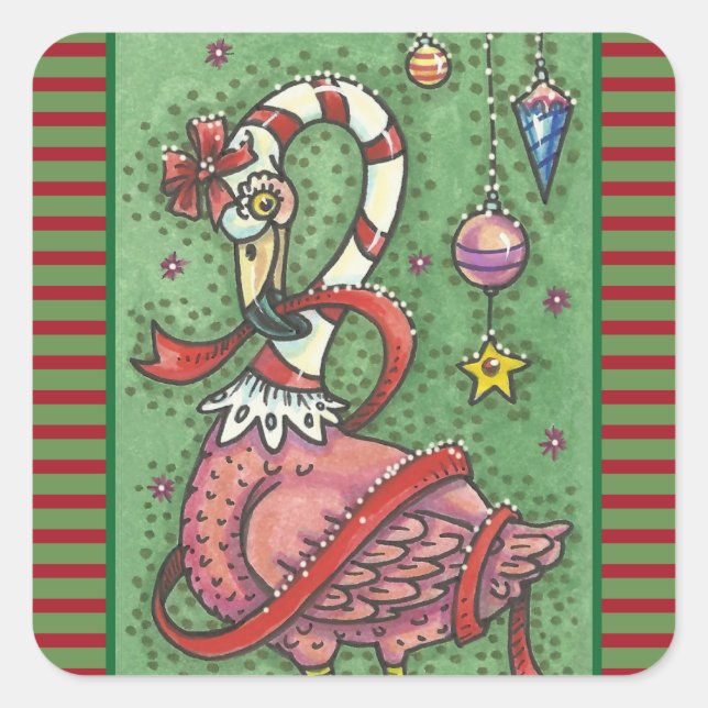 CARRÉ SUCRE DE CANNE PINK FLAMANT ROSE CHRISTMAS STICKER (Devant)