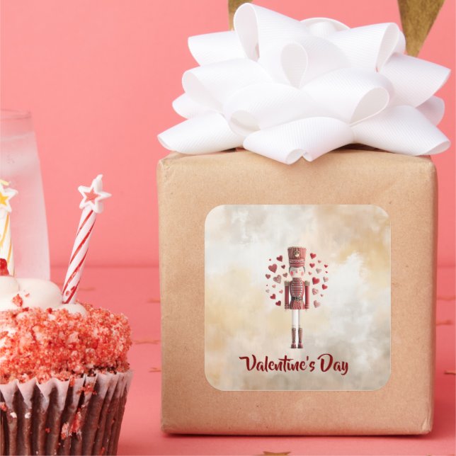 Carré Sweet Valentine's Day Nutcracker Romantic Sticker (Fête)