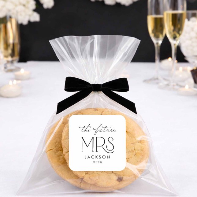 Carré The Future Mrs Bridal Shower Sticker (The Future Mrs Bridal Shower Favor Sticker)