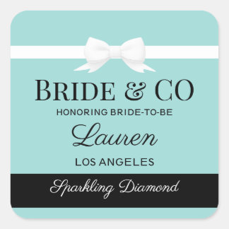 Carré Tiffany Inspired Bride Sticker Favor Labels 