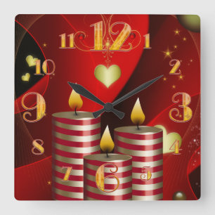 Carré Trois bougies de Noël Horloge
