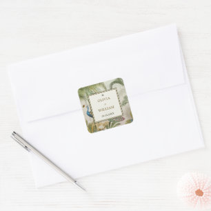 Carré Tropical Peacock Palm Mariage Étiquette