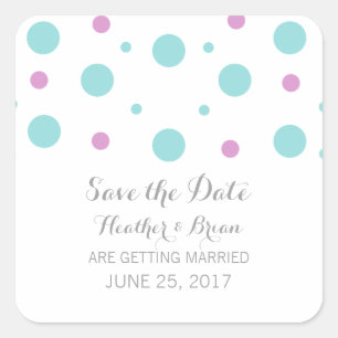 Carré Turquoise Fuchsia Confetti Enregistrer les sticker