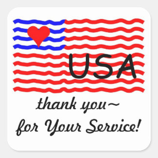 Carré USA FLAG -merci LOVE sticker