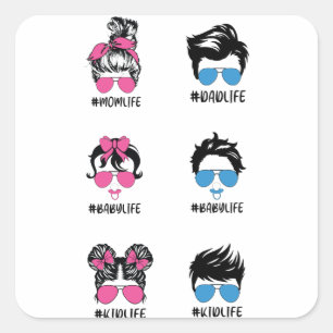 Carré Vie familiale Sticker Pack Papa Enfant bébé Maman 