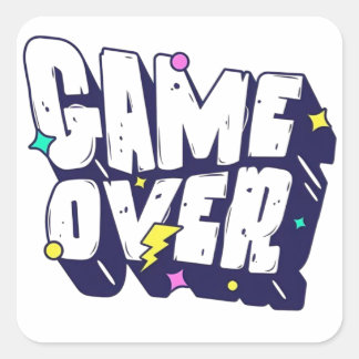 Carré Vintage Gamer Sticker – Game Over  