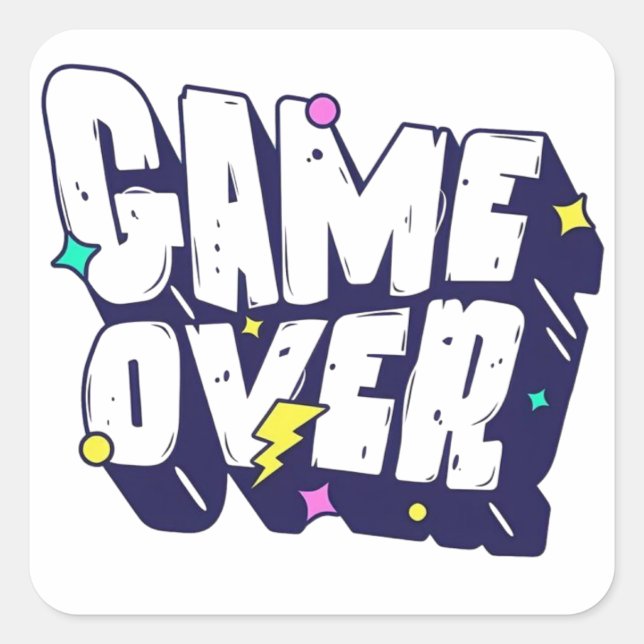 Carré Vintage Gamer Sticker – Game Over   (Devant)
