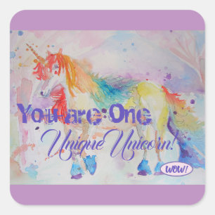 Carré Vous Êtes Une Unicorne Unique ! Sticker Arc-en-cie