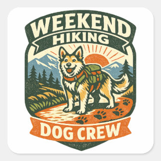 Carré Weekend Hiking Dog Crew Vintage Dog Sticker
