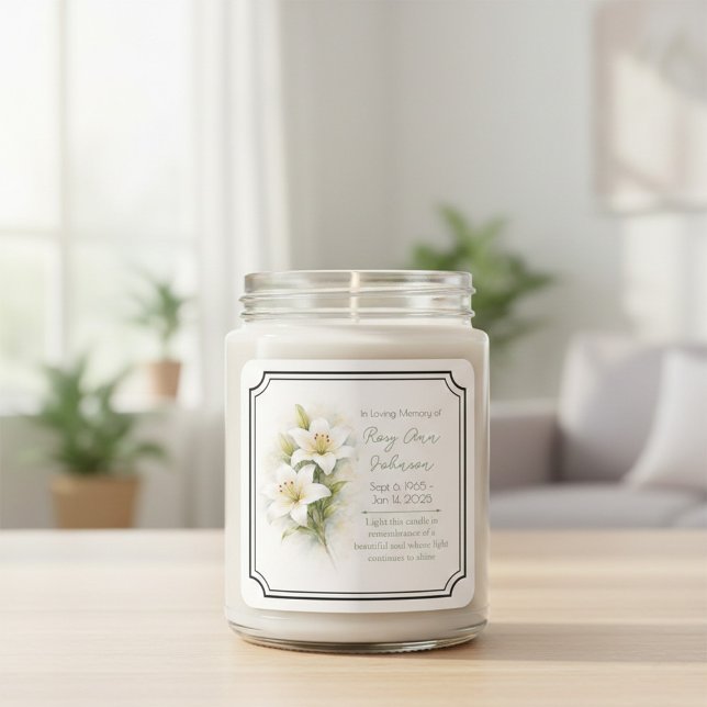 Carré White Lily Remembrance Candle Sticker (Créateur téléchargé)
