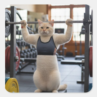 Carré Workout Cat Sticker