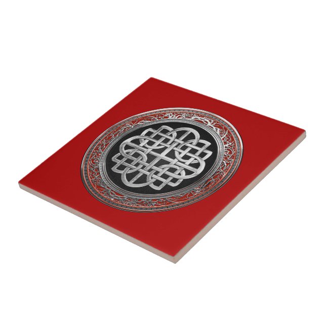 Carreau [100] Croix du noeud d'argent celtique sacré (Côté)
