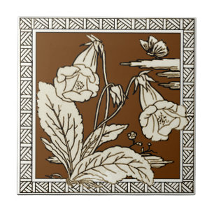 Carreau #12 de 12 Repro 1880 Minton Mocha Bird Series