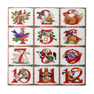 Carreau 12 Jours De Couture De Noël Cadeaux Imprimés