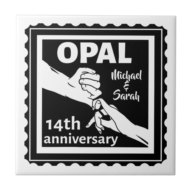 Carreau 14e anniversaire du mariage Opal traditionnel (Devant)