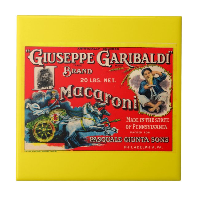 Carreau 1920 Giuseppe Garibaldi macaroni étiquette (Devant)