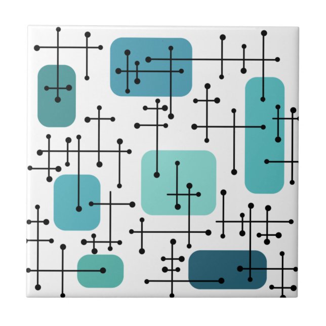 Carreau 1950 Eames Era Art Crosshairs Turquoise (Devant)