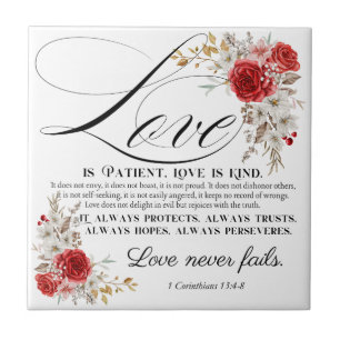 Carreau 1 Corinthiens 13:4-8 L'amour est Patient Bible Flo